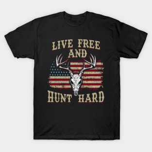 Live Free and Hunt Hard Patriotic Hunting USA T-Shirt